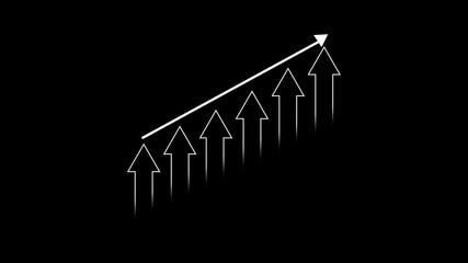 Poster - Business chart represents progress, strategy, and results. Animated upward arrows showcasing financial growth and business progress on black background