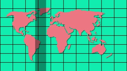 Poster - Pink world map silhouettes over grid background representing global awareness