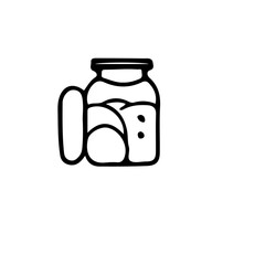 Poster - A simple illustration showing a jar filled with pickles and brine with a single pickle on the side view