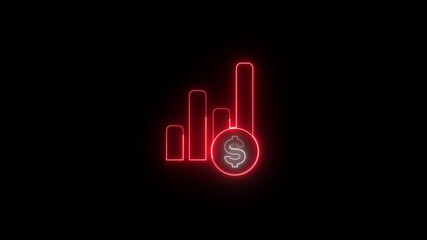 Poster - Animated glowing dollar sign and financial growth chart on a sleek black background. Financial graph with dollar sign representing economic growth and revenue.