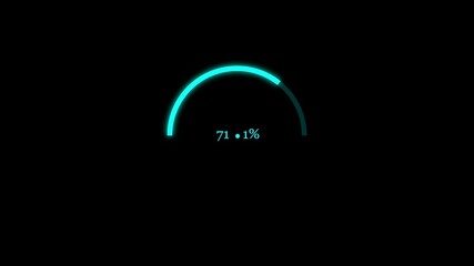 Fototapete - Animated glowing circle progress bar with percentage indicator on a solid black background