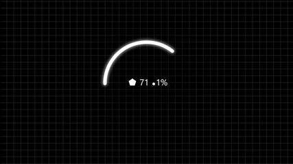 Fototapete - Animated loading circle with percentage progress displaying information on a black grid background