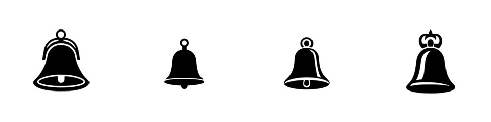 Poster - Bell icon set featuring various designs suitable for notifications and alerts in digital interfaces