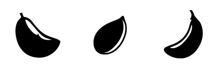 Poster - Icon set featuring three distinct fruit shapes designed in a minimalist black style showcasing versatility and creativity