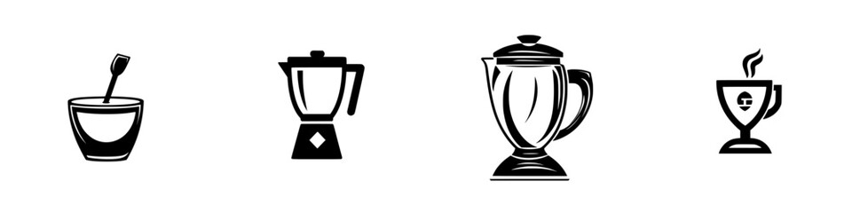 Poster - Icon set featuring kitchen appliances designed for food preparation tasks and beverage making
