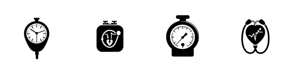 Poster - Icon set featuring various tools for measuring time and health in a minimalist design suitable for applications and websites