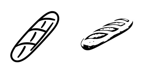 Poster - Black icon of a loaf of bread showcasing two styles, designed for culinary representations and graphic illustrations