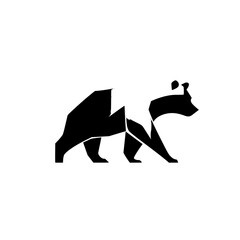 Poster - Stylized black bear icon featuring geometric shapes for modern designs