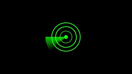 Poster - Green radar scanning animation, technology and detection concepts. Radar display showing rotating scan line and detected objects. Radar screen represents tracking and detection system.