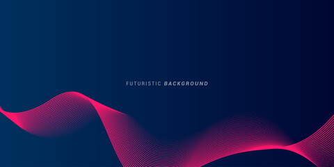 Wall Mural - abstract glowing wave lines on dark blue background. dynamic wave pattern. modern flowing wavy lines