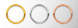 © Real Vector - 3d realistic vector icon illustration. Set of metallic circles in gold, silver and bronze