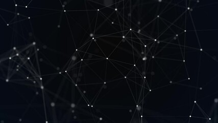 Poster - Abstract network connection graphic with glowing nodes on a dark background