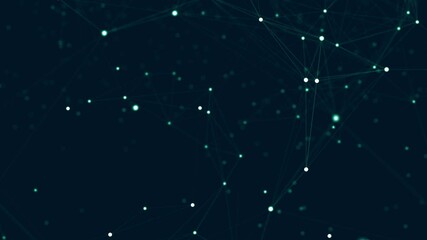 Poster - Abstract network connection technology in dark blue background for data science visualization