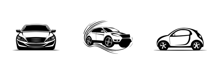 Poster - Set of black car icons representing different styles and designs for automotive illustrations