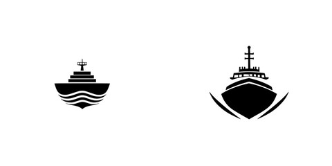 Poster - Stylized black icons of different ship designs showcasing nautical themes and creativity for various applications
