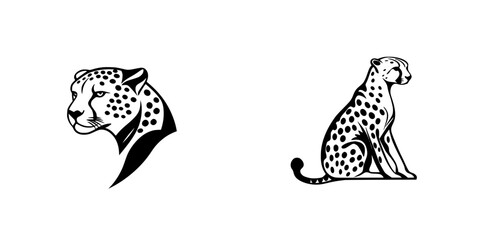 Poster - Stylized black cheetah icons showcasing sleek design elements suitable for logos or branding materials in various contexts