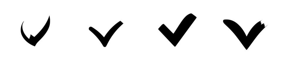 Poster - Set of four black check marks in various styles for use in design or graphic projects