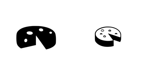 Poster - Black icon of cheese wedges showcasing different sizes and shapes against a plain background
