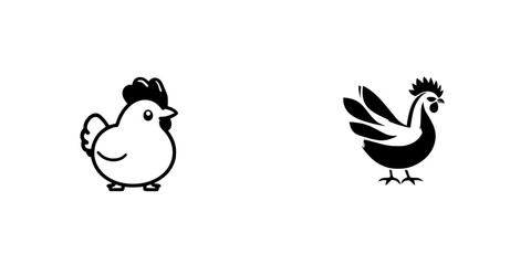 Poster - Two black icons of chickens showcasing different designs and styles in a minimalistic format