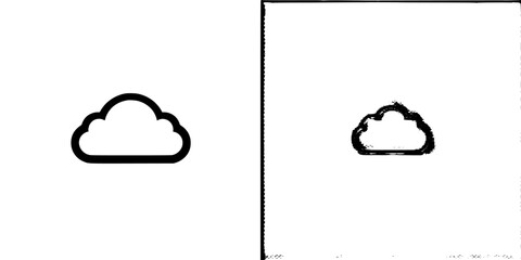 Poster - Black cloud icon on contrasting backgrounds showcasing a simple design for various applications