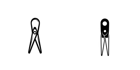 Poster - Set of two black icons representing clothespins designed for various digital applications or graphic designs