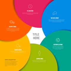 Poster - Abstract infographic template with five colorful circles. This clean diagram uses colorful circles to present information or steps clearly.
