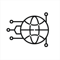 Fototapete - Global network connection icon isolated on white background