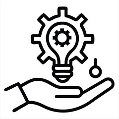 Poster - Hand holding light bulb gear icon isolated on white background