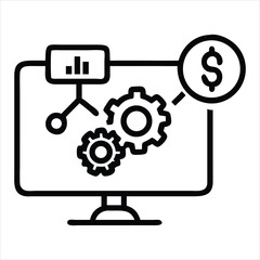 Aufkleber - Computer screen showing gears data and dollar sign isolated on white background