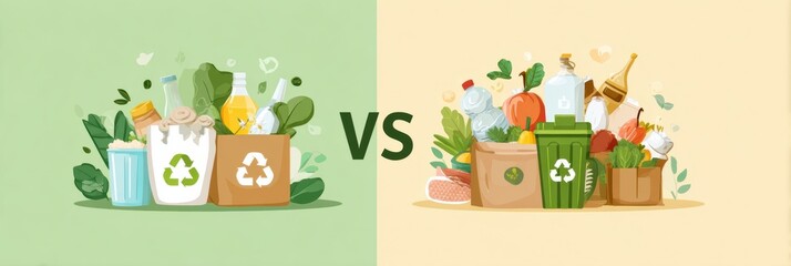 Poster - Infographic Demonstrating Differences Between Compostable, Recyclable, and Landfill Materials in Waste Management