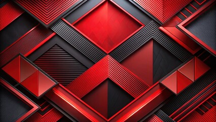 Wall Mural - Geometric shapes in abstract red and black background with bold lines and vibrant colors