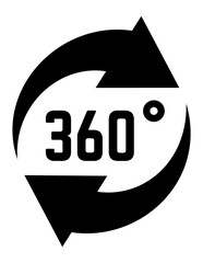 Poster - Two black arrows rotating in a full 360 degree motion, symbolizing complete coverage and representing the dynamic features of virtual and augmented reality technology