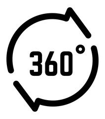 Poster - Continuous circular arrow rotating 360 degrees, symbolizing a full rotation, cycle, or panoramic view, ideal for virtual reality, immersive experiences, or comprehensive coverage concepts