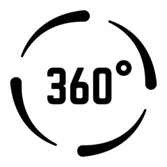 Poster - Rotating 360 degrees symbol conveys a full circle, representing a complete view and immersive virtual reality experience, showcasing panoramic vision and modern technology