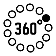 Poster - Rotating arrow illustrating a full 360 degree rotation, symbolizing angle measurement and offering a panoramic view, perfect for virtual reality experiences and immersive exploration