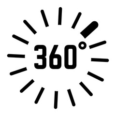 Poster - rotating lines around 360 degrees number symbolizing immersive and interactive digital environment, 