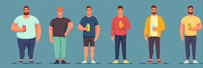 Poster - Infographic Showing Progressive Weight Management Strategies for Men Throughout Various Stages of Change and Healthy Lifestyle Choices