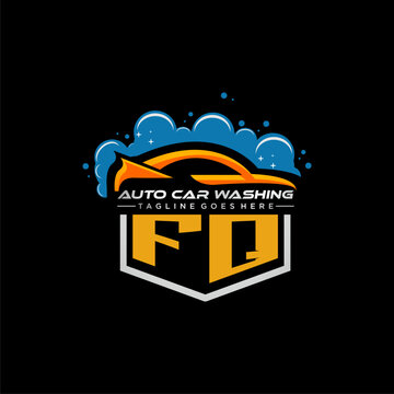 FQ initial monogram for carwash with car clean image design vector