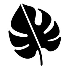 Poster - Monstera Leaf Graphic, Simple Black Silhouette