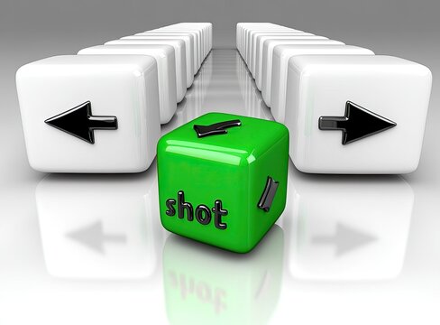 A single, bright green cube, labeled 
