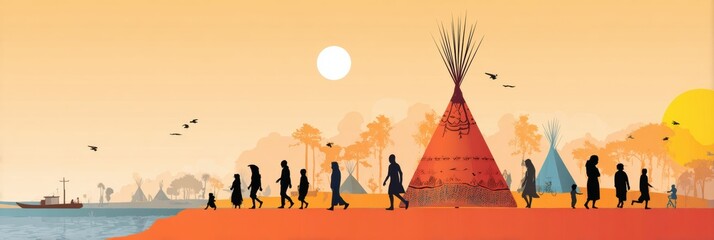 Poster - Infographic Showcasing Mental Health Challenges Within Indigenous Communities in a Serene Natural Setting