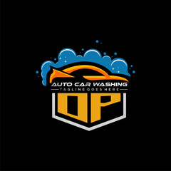 Poster - OP initial monogram for carwash with car clean image design vector