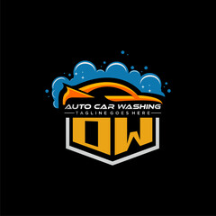 Poster - OW initial monogram for carwash with car clean image design vector