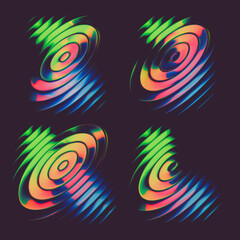 Leinwandbilder - Abstract colorful font set with rainbow circles effect
