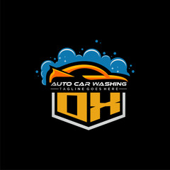 Poster - OX initial monogram for carwash with car clean image design vector