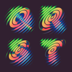 Leinwandbilder - Abstract colorful font set with rainbow circles effect