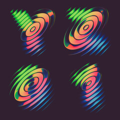 Leinwandbilder - Abstract colorful font set with rainbow circles effect