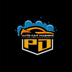 Poster - PD initial monogram for carwash with car clean image design vector