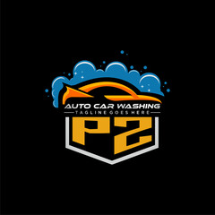 Poster - PZ initial monogram for carwash with car clean image design vector