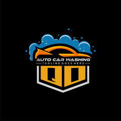 Poster - QO initial monogram for carwash with car clean image design vector